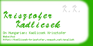 krisztofer kadlicsek business card